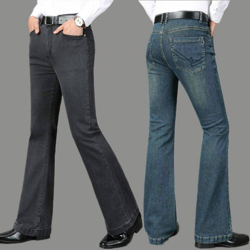 Autumn Men's Flared Denim Trousers Slim Fit Bell-Bottom Jeans Men's Straight-Leg Stretch Pants Trendy Design