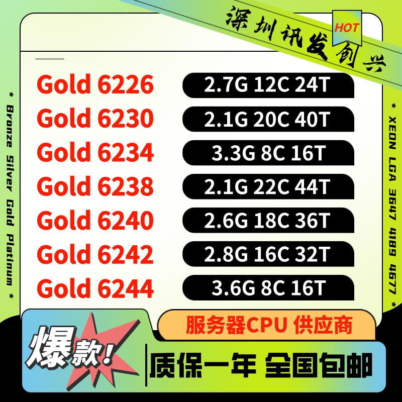 официальная версия процессора xeon Gold 6226 6230 6234 6238 6240 6242 6244 CPU Изображение 1