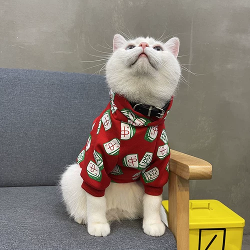 Кошки для домашних собак Новая годовалая одежда Зимняя одежда теплый мужчина кошка красивая ткань куколка для кошки осень и зимнее красное новое платье