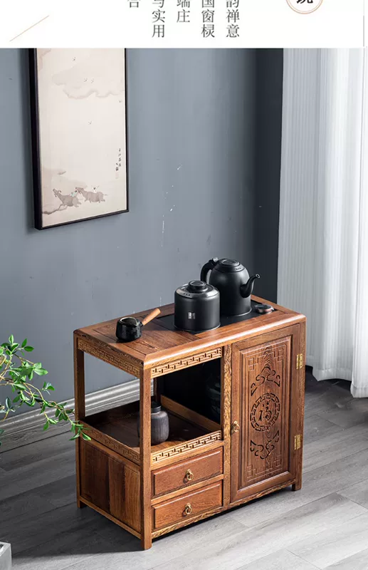 Cánh Gà Tủ Trà Gỗ Có Giá Để Đồ Phòng Khách Hộ Gia Đình Ấm Siêu Tốc Tích Hợp Bàn Trà Bên Bàn Gỗ Chắc Chắn Bàn Trà Nhỏ bàn trà mặt đá