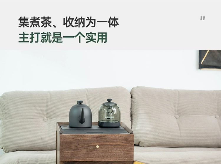 Bắc Mỹ óc chó đen tủ trà gỗ nguyên khối di chuyển bằng gỗ căn hộ nhỏ nước thanh bàn trà nước sôi bàn trà bên tủ bàn trà vuông mặt đá