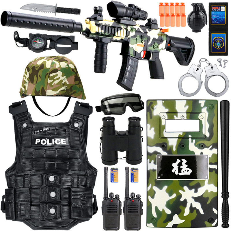 Children's Toy Set: Little Police Toy with Soft Bullets, Realistic Simulation of a Small Special Police Officer with Full Gear
