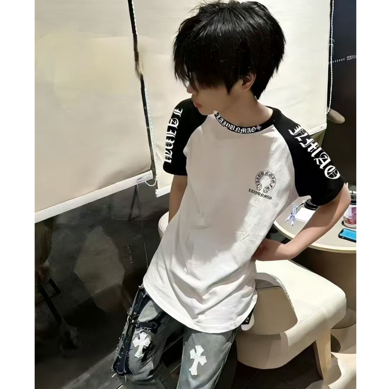 Chinese Trendy Brand Color-Blocked Sanskrit Raglan Sleeve Short-Sleeve T-Shirt for Men, Summer 2026 New Design, American High Street Style Top Chinese Trendy Brand Color-Blocked Sanskrit Raglan Sleeve Short-Sleeve T-Shirt for Men, Summer 2026 New Design, American High Street Style Top