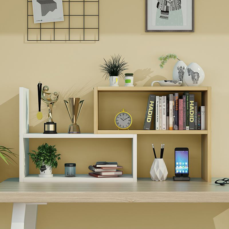 The shelf on the desk, the desktop bookshelf, the multi-layer heightened household simple table, the student solid wood small wall