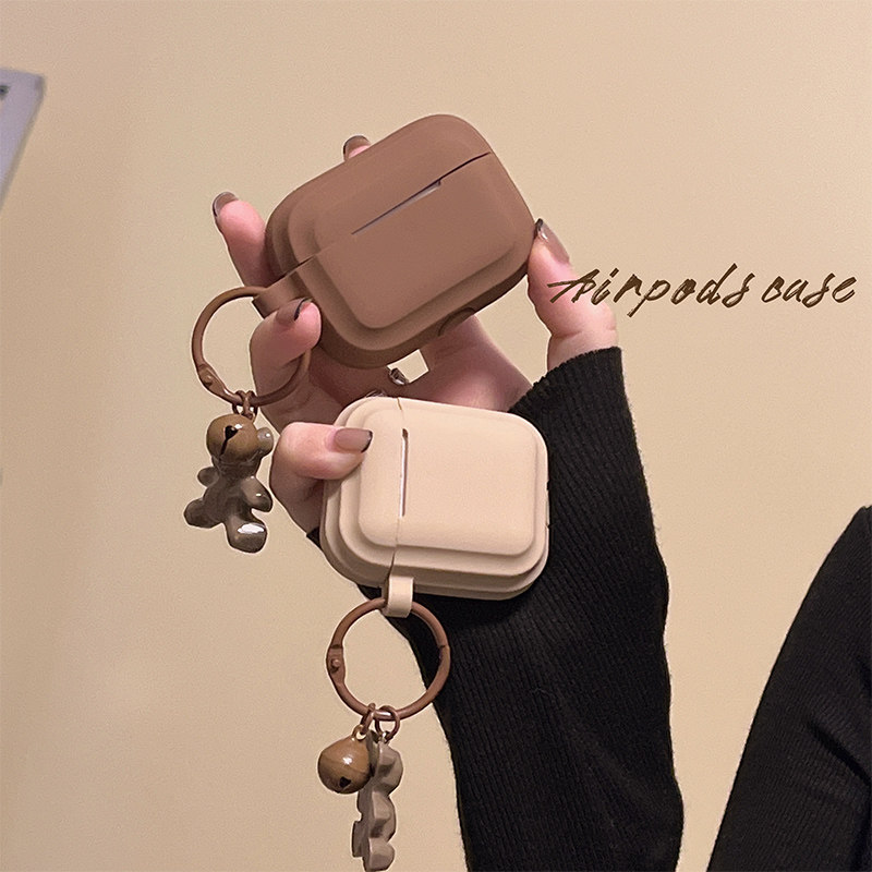 Peach Shell Cute Little Bear Pendant Apply Airpods Protection Shell Airpodspro Headphones Protective Sleeves Apple airpods2 Wireless Bluetooth Headphones Box Autumn Winter New 3 Gen