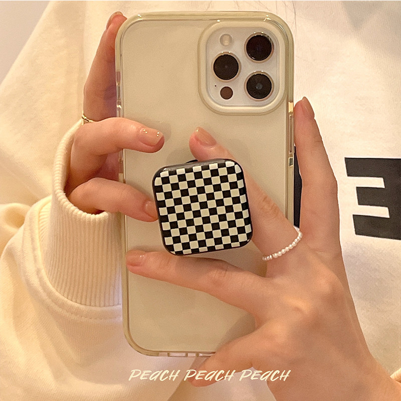 Peach Shell Chessboard Lattice Bracket iphone13 Mobile Phone Protection Shell Apply Apple 12 11promax protective sleeve x silicone xr female xsmax new 8plus transparent 7