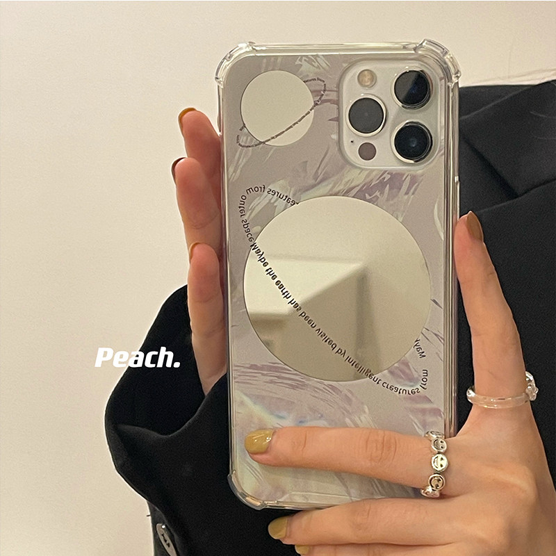 Peach Shell Ins Planet Mirror Makeup Makeup iphone13 Mobile Phone Protective Shell Applies Apple 12 11promax protective sleeve x silicone xr female xsmax new 8plu