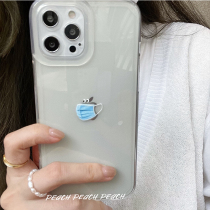 Peach shell ins minimalist mask iphone13 mobile phone shell suitable for apple 12 11promax protective sleeve x silicone xr female xsmax new 8plus transparent soft