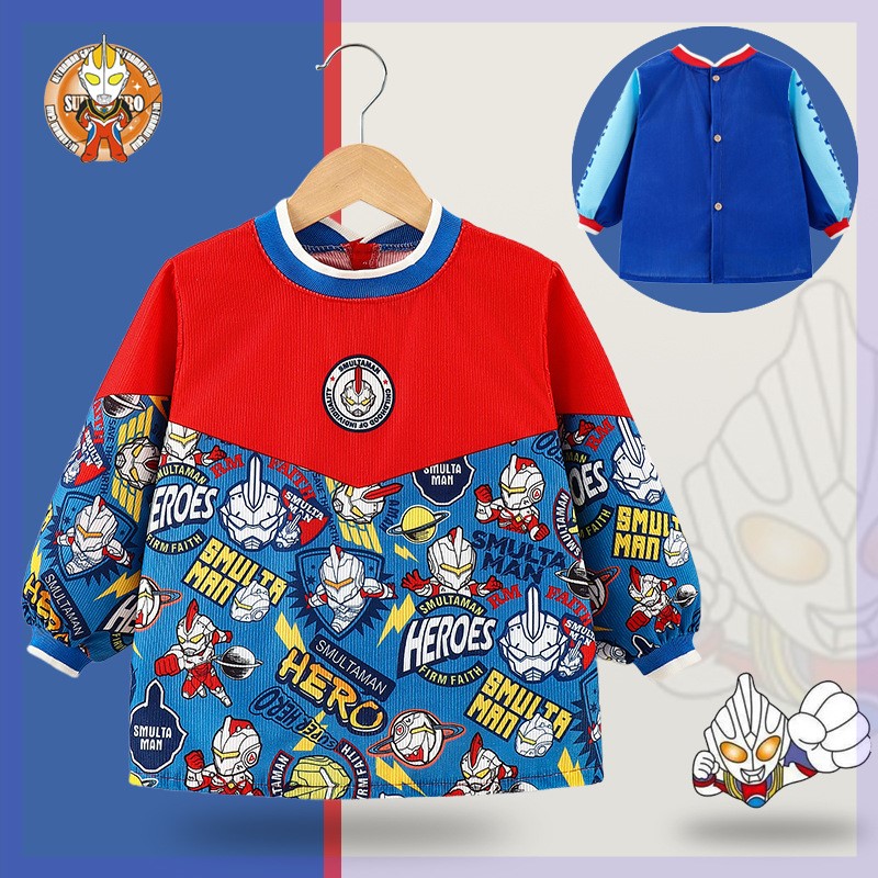 Children's Class A cotton coveralls for men in autumn and winter waterproof and anti-dirty long-sleeved eating bibs kindergarten aprons for outer wear for babies