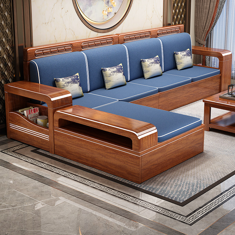 Chinese walnut sofa solid wood living room all solid wood furniture winter and summer dual-use small apartment original wood storage sofa