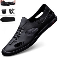 Sandal Men Genuine Leather Hollowed-out 2022 Summer Cave Dongle Shoes Outdoor shoes Outer casual Soft Bottom Middle-aged beach Shoe
