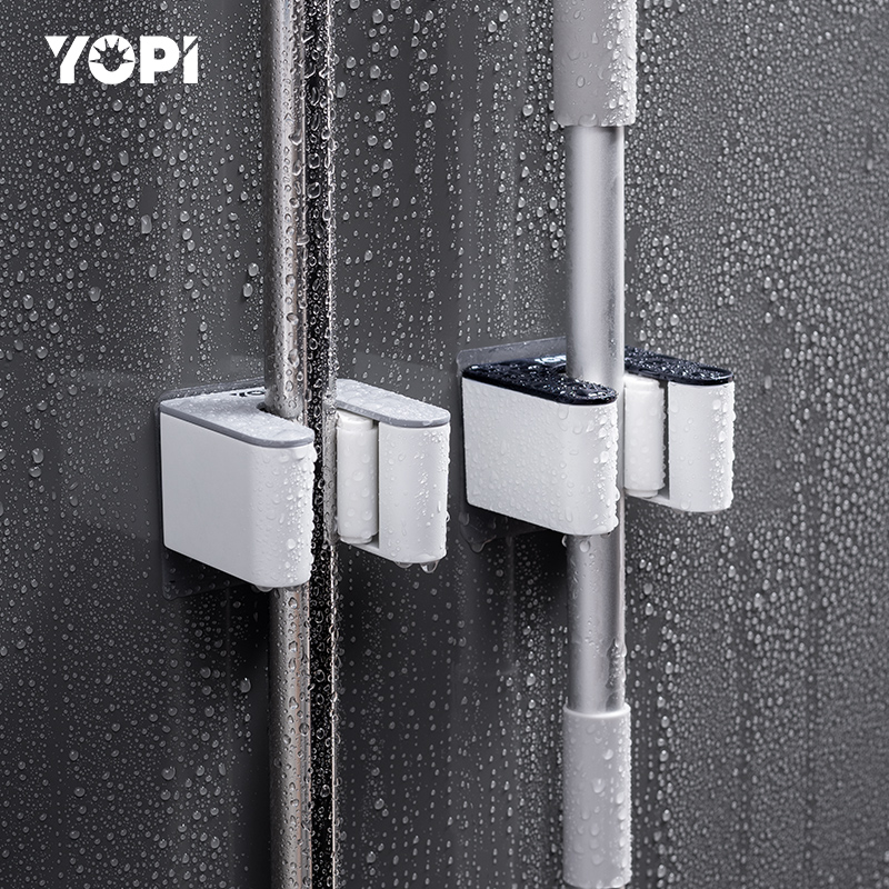 Punch-free mop wall clip hook wall strong adhesive glue powder room storage artifact rack buckle
