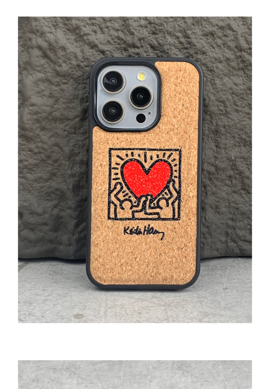 Keith Haring New Cork Wood 15, 14, 13, 12 iPhone Case