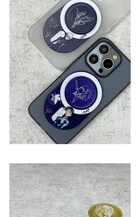 Evangelion EVA Anime Removable Suction Cap – MagSafe Magnetic Ring Finger Holder Kickstand – Accessories – 15, 15 Plus, 15