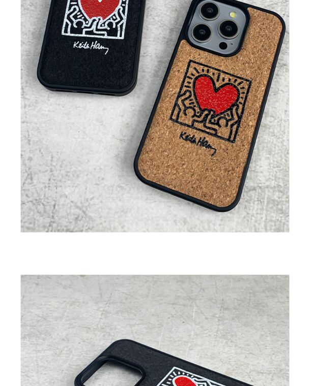 Keith Haring New Cork Wood 15, 14, 13, 12 iPhone Case