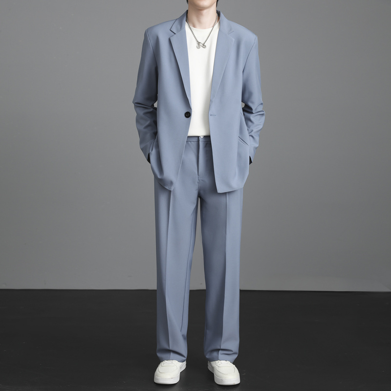 Lake Blue High-End Dk Suit Set Men's Uniform College Style Jk Handsome Suit Jacket Men's Complete Suit Set Lake Blue High-End Dk Suit Set Men's Uniform College Style Jk Handsome Suit Jacket Men's Complete Suit Set