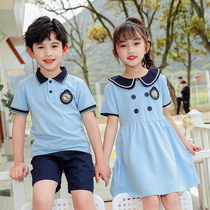 Kindergarten Garden Clothing Summer Clothing Children Pure Cotton Short Sleeve School Uniforms College Wind Summer Elementary School Students Class Clothes Graduation Photo Suits