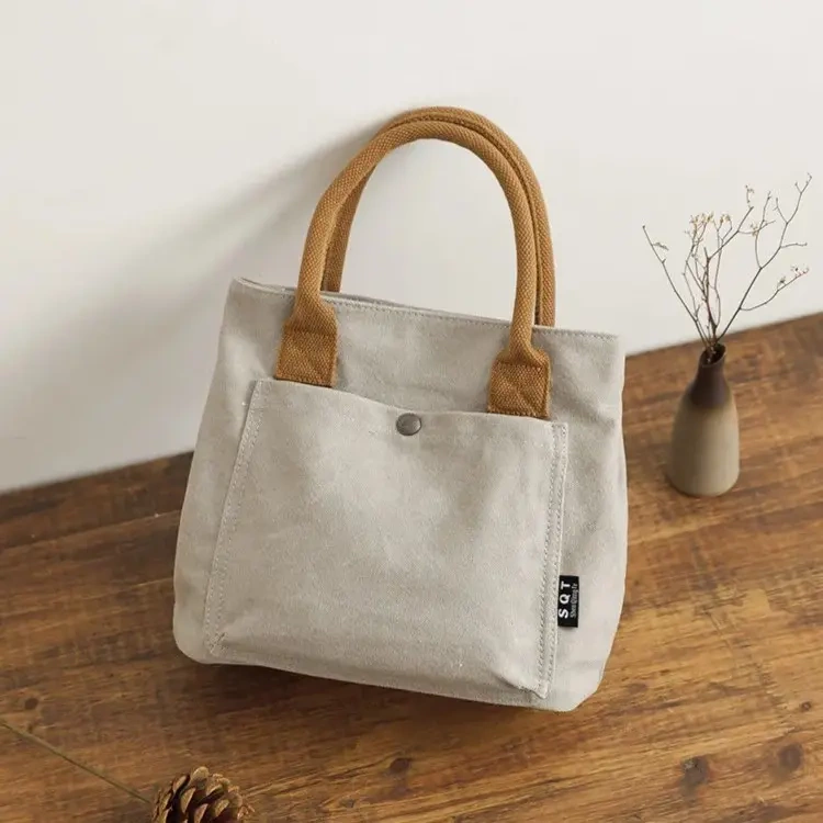 New Canvas Tote Bag, Handbag, Cloth Bag, Small Cloth Bag, Lunch Box Bag, Hand-Carry Lunch Bag for Office Workers
