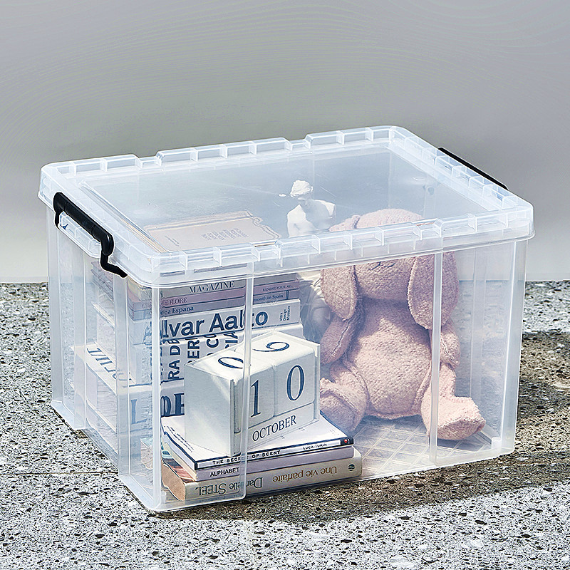 Transparent storage box right-angle thickened compression storage box  food-grade plastic box household large clothing storage box