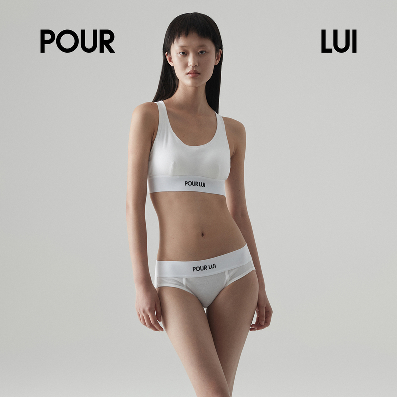 Pourlui Women's Pima Cotton Black Label Mid-Low Waist Triangle Panties Cotton Underwear Sports Daily Solid Color