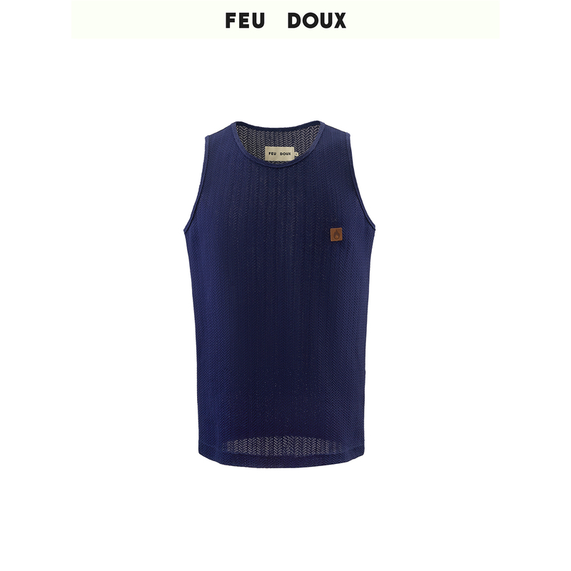 Feu Doux "Terrace Night" Knitted Textured Leather Label Vest