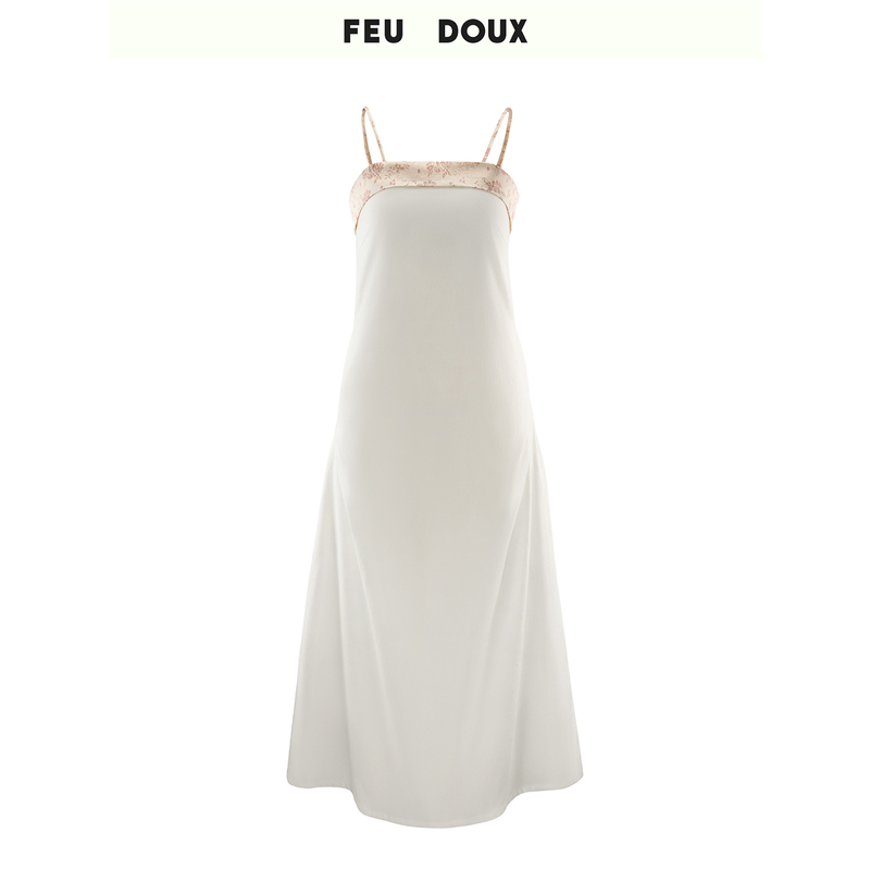 Feu Doux "The Garden" Acetate Patchwork Suspender Long Dress for Women in Summer