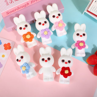 Foam flocking millet rabbit short plush doll rabbit bag flower material diy bouquet accessories cartoon ice cream rabbit