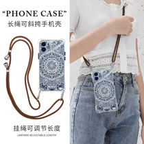 Apple 13 mobile phone shell high-quality iPhone12promax soft silicone all-inclusive anti-fall can be cross-body lanyard suitable for