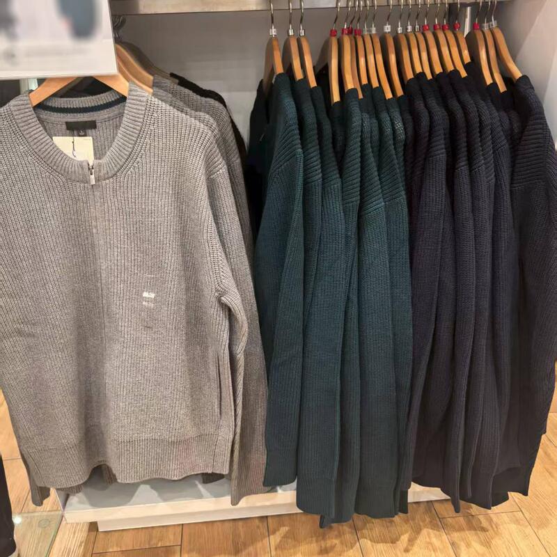 Japanese-Style Men's and Women's Couple's Zip-Up Round-Neck Knit Cardigan Sweater 2025 Autumn and Winter New Model 479731 Japanese-Style Men's and Women's Couple's Zip-Up Round-Neck Knit Cardigan Sweater 2025 Autumn and Winter New Model 479731