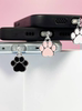 Metal Black and White Cat Paw Phone Dust Plug Charging Port Cover Pendant for Apple, Huawei, Type-C, Android