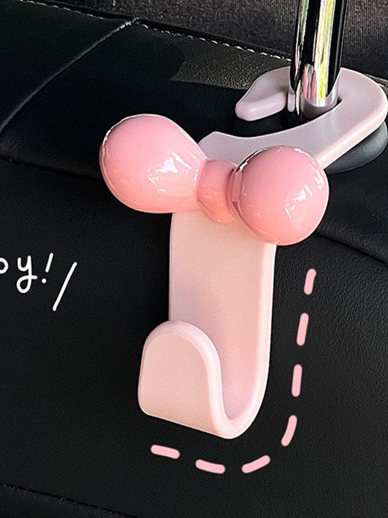 Cute Dopamine Girl Bow New Car Seat Back Hook Car Storage Car Goodies New Car Gift