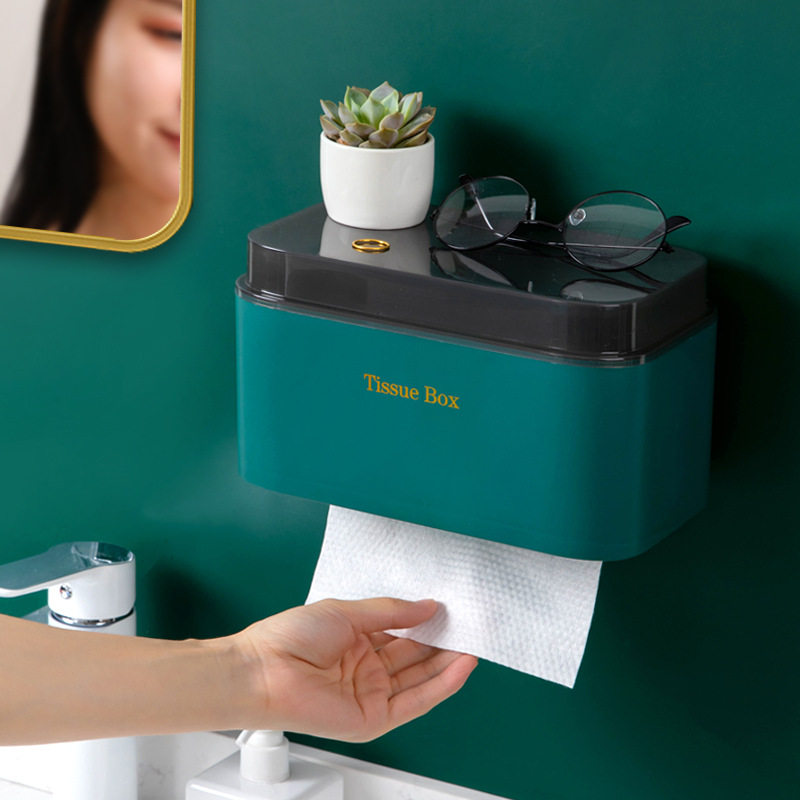 Litybon Free Punching Paper Towels Box Bathroom Containing Waterproof Makeup Room Paper Towels Toilet Paper Rack Wall-mounted Toilet Paper Box