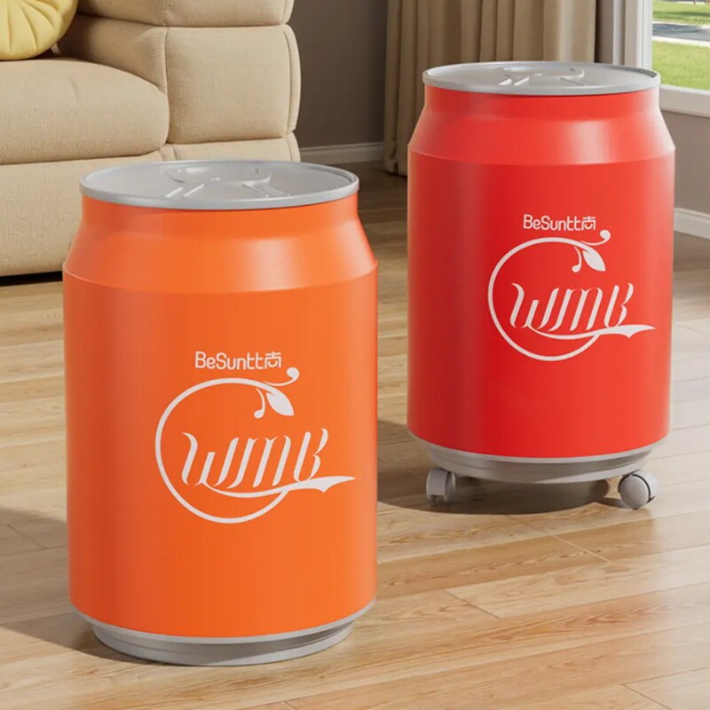 Large Coke Trash Can for Home Use, 2025 New Model, Popular on Social Media, for Living Room and Bedroom, with Wheels and Lid, Cartoon Wastebasket 88