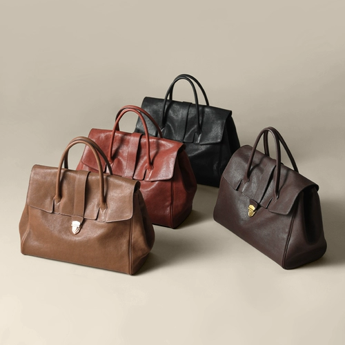 裘真 Портативная вместительная и большая кожаная сумка через плечо, из натуральной кожи