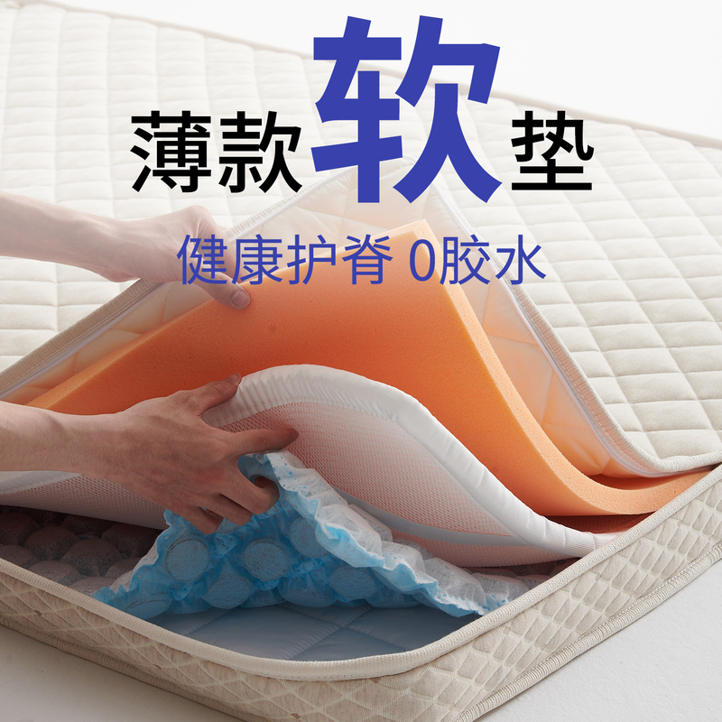 Muge Z7 Thin Soft Mattress Fully Detachable 0-Glue 3D Bread Spring Student Dormitory Jute Tatami Mattress