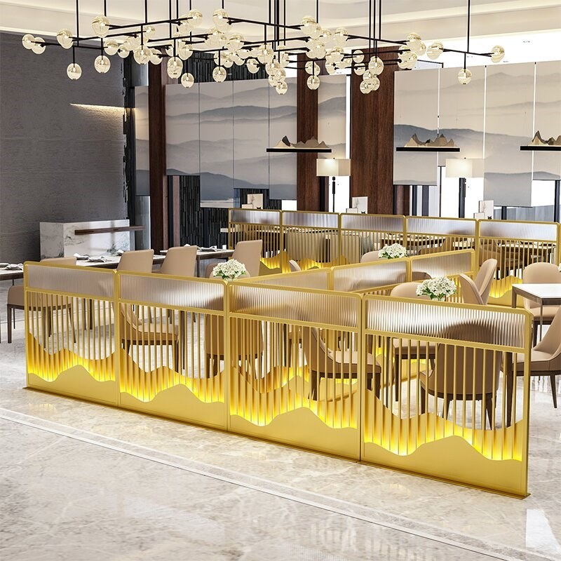 Light luxury stainless steel titanium iron card seat office dwarf cut red restaurant fence long Hong glass screen partition