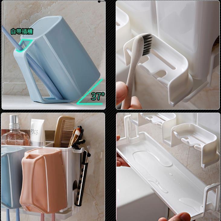 Makeup room toothbrushing cup wall-mounted shelve punching toothbrush suit gargling cup tooth-cylinder teeth minimalist with modern wind
