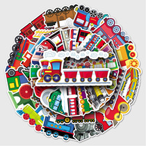 50 small train graffiti stickers cartoon childrens reward stickers trolley case DIY mobile phone tablet ipad scooter water cup desk suitcase stickers birthday gift waterproof boy
