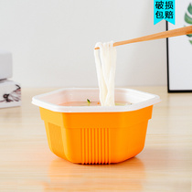 Disposable double-layer fast food box sells rice noodles rice ingredients box-shaped beef noodles packaged noodles round lid poured outer plastic box bowl