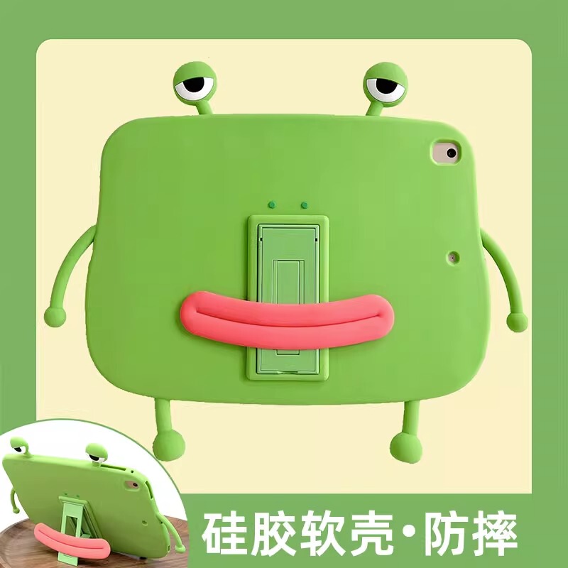 Zhao Lusi's Frog-Themed Silicone Protective Case for Apple Ipad, Suitable for iPad Air 5, Quirky Mini 6 with Hidden Stand, No Pen Slot, iPad 10 Tablet Protective Cover, Anti-Drop Soft Shell