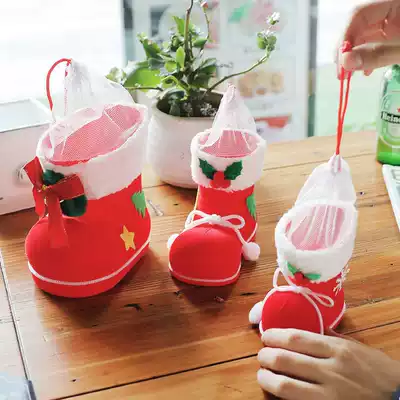 Christmas Day decoration Christmas small boots gift bags candy box flocking boots children's small gifts candy packaging bags