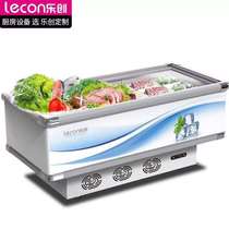 Letron Lecon Flat Island Cabinet Freezer Commercial Display Case Horizontal Freezer Point Vegetable Cabinet Kitchen Catering Sea