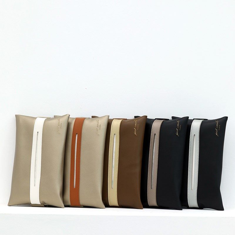 Collage eco-friendly pu leather on-board flex paper towel bag for car day style crammy box light lavish armrests with chair back tissue box-Taobao