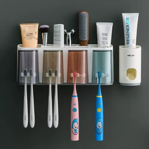 Зубная щетка установила стойку с отверстиями и чашкой для жидкой чашки для размалывания