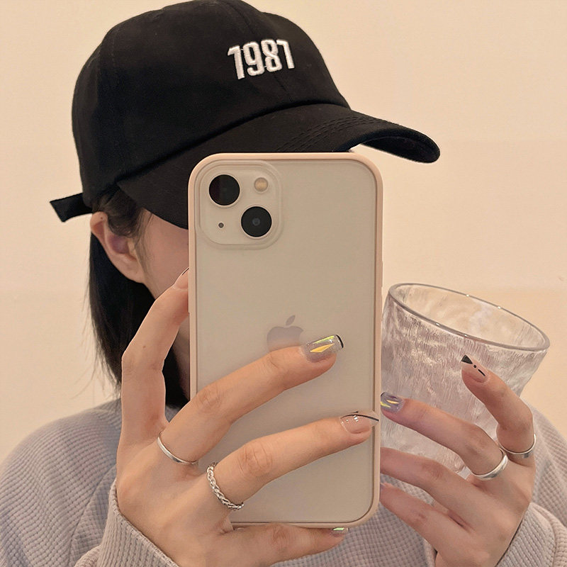 Korean wind network red minimalist application iPhone11 Apple 12promax mobile phone protection shell 13 x xs xr female xsmax anti-fall 7 8plus silicone powder