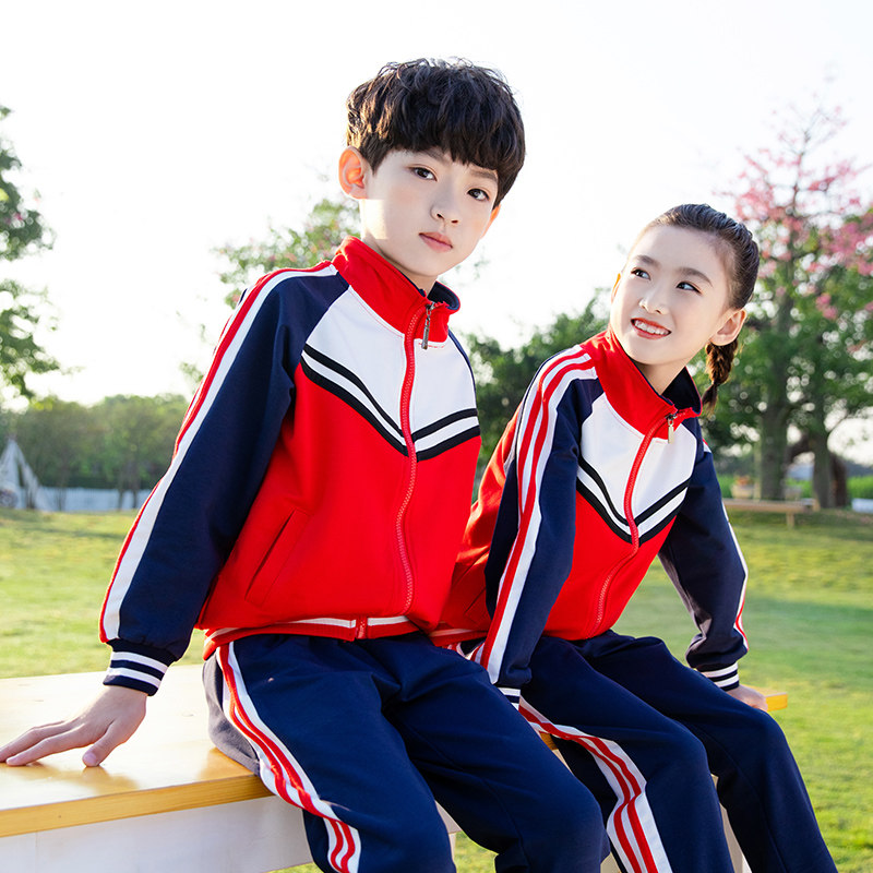 Primary School Uniforms School Uniforms New Products Spring And Autumn Children Red Sports Suit Kindergarten Garden Clothes Graduation Photos Costumes