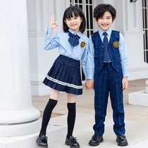 2021 Autumn New Pint School Suit Teachers Wear Blue Plaid Horse Chia Outings Academy Inlun Wind Spot Performance Gown