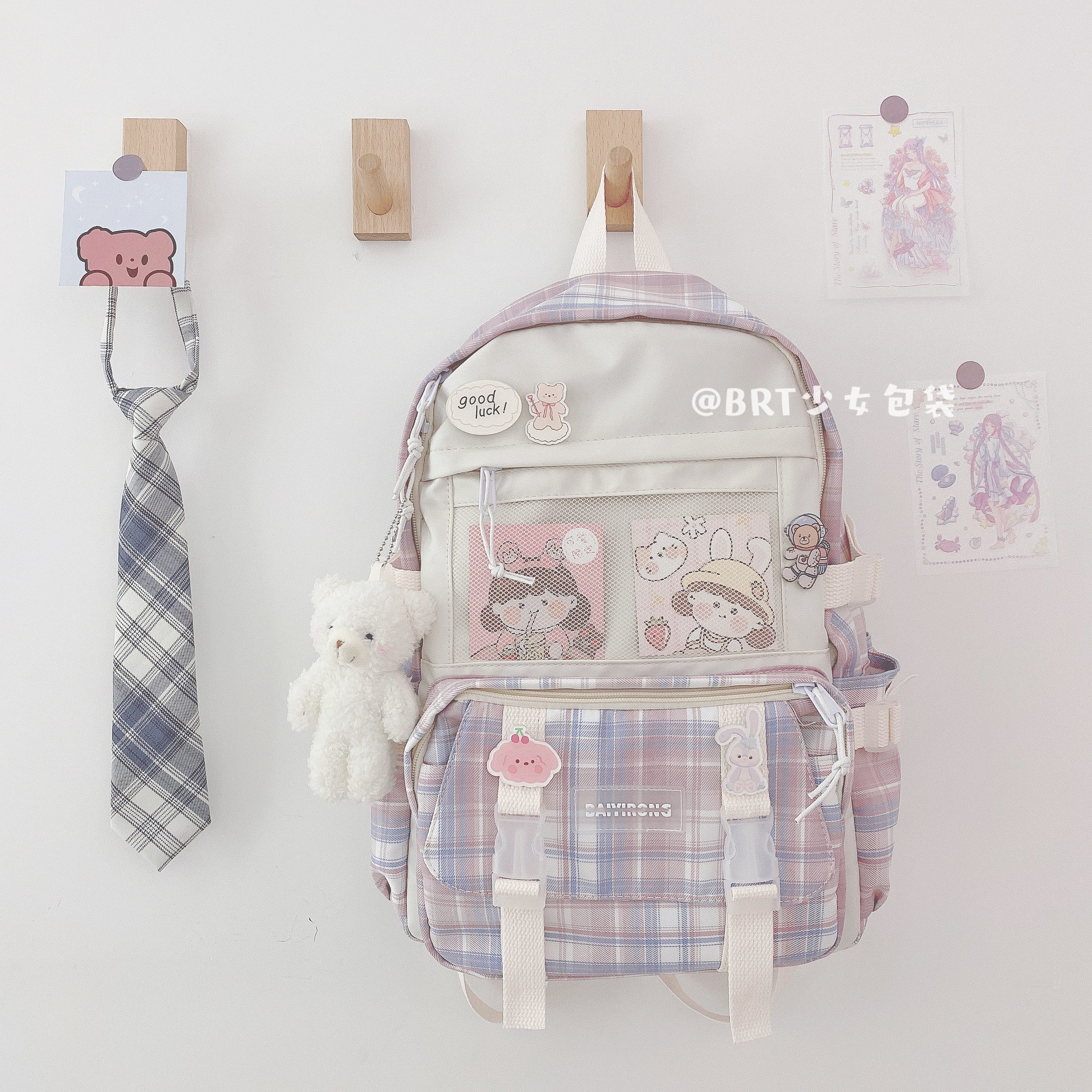 Junior high school girl's school bag oversized high face value 2021 New high school students minus negative protective ridge mesh red double shoulder bag