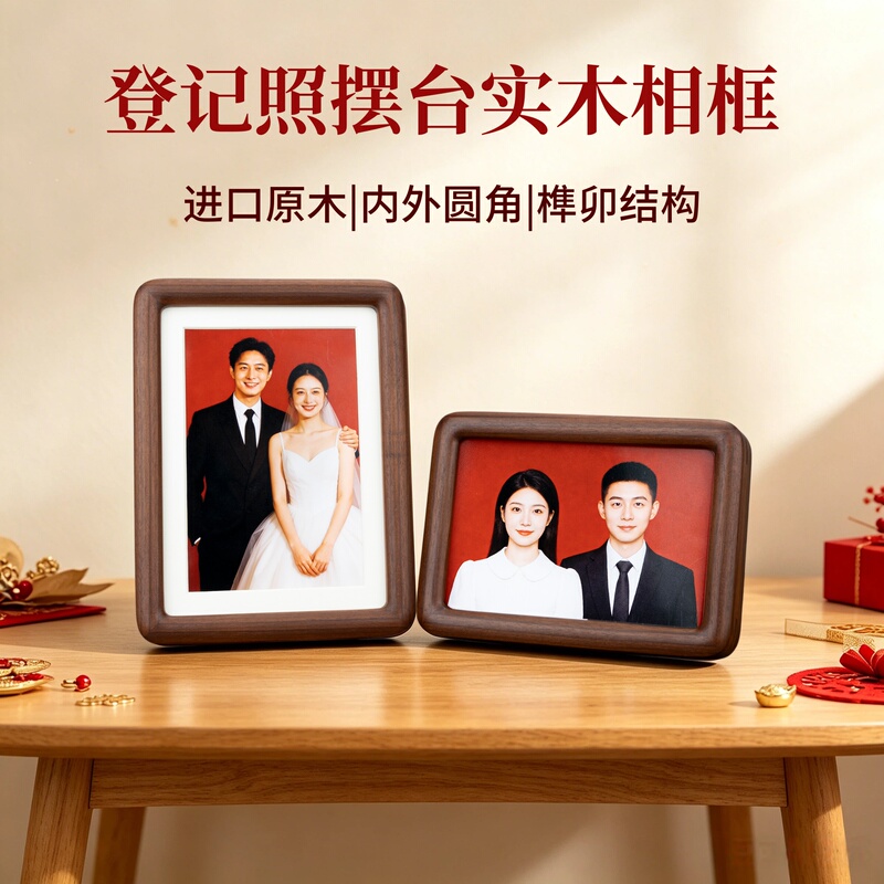 Hippocampus Registration Photo 6inch Marriage Certificate Rounded Corner Photo Frame Display Stand Wall Hanging Document Photo Printing Made into Six 7 8inch