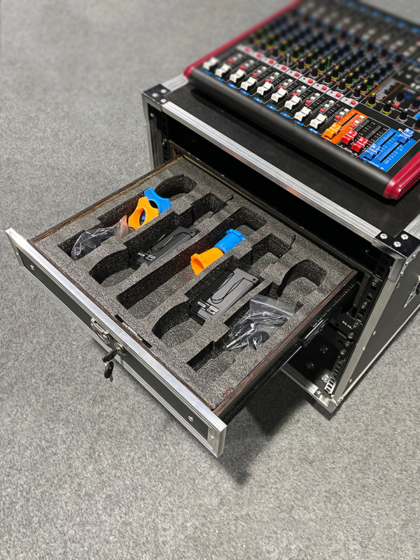 Lockable 19-Inch 2U Drawer Wireless Microphone Drawer Flight Case Fireproof Board Wood Drawer Microphone Amplifier Cabinet